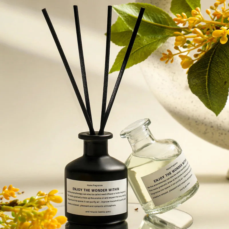 diffuseur d'odeur sans flamme 50ml parfum freesia jasmin huile parfumée bâtonnets rotin rafraîchisseur air
