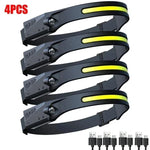 lampe frontale rechargeable led noire jaune mode nuit camping pêche extérieur USB cable sortie