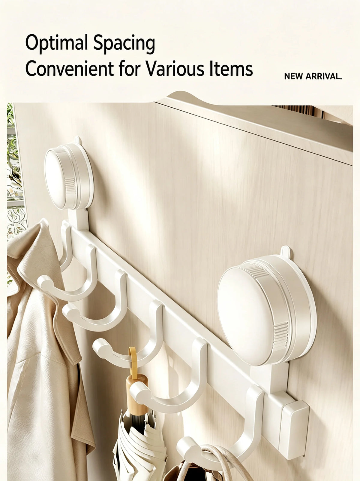 porte sacs mural blanc lait crochets pliables ventouse moderne minimaliste salle bain cuisine