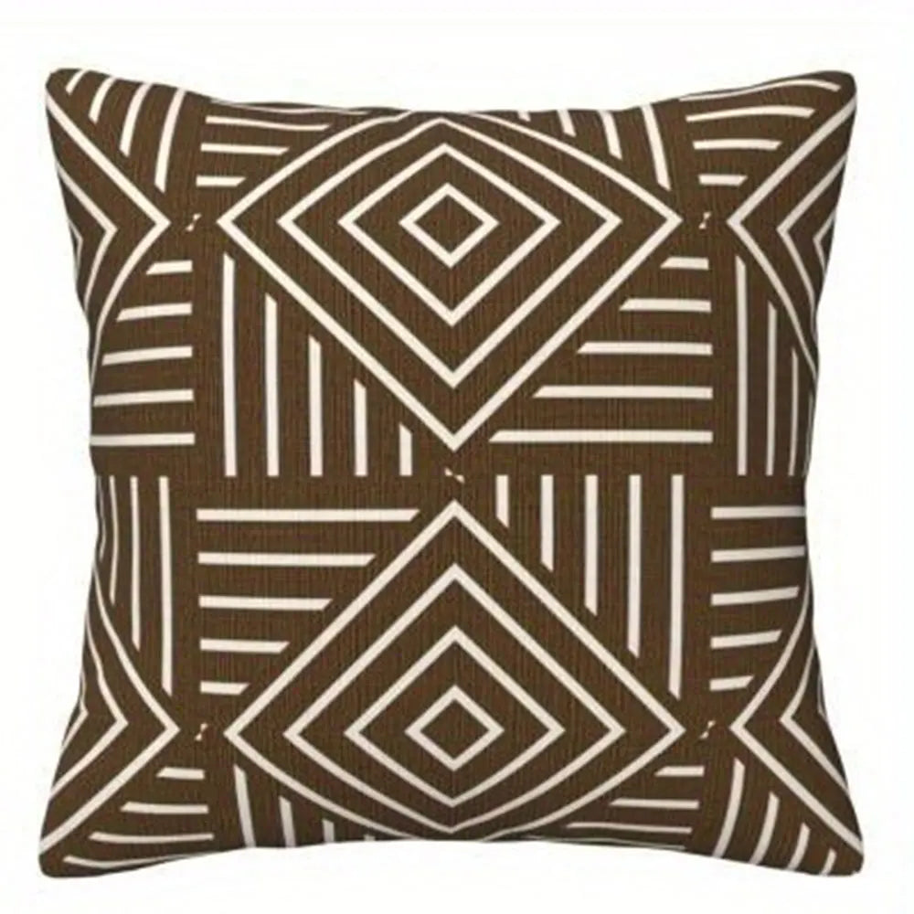 housse coussin polyester motif géométrique moderne marron blanc salon chambre voiture