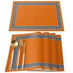 serviettes table classiques motif géométrique rouge gris bleu marine beige