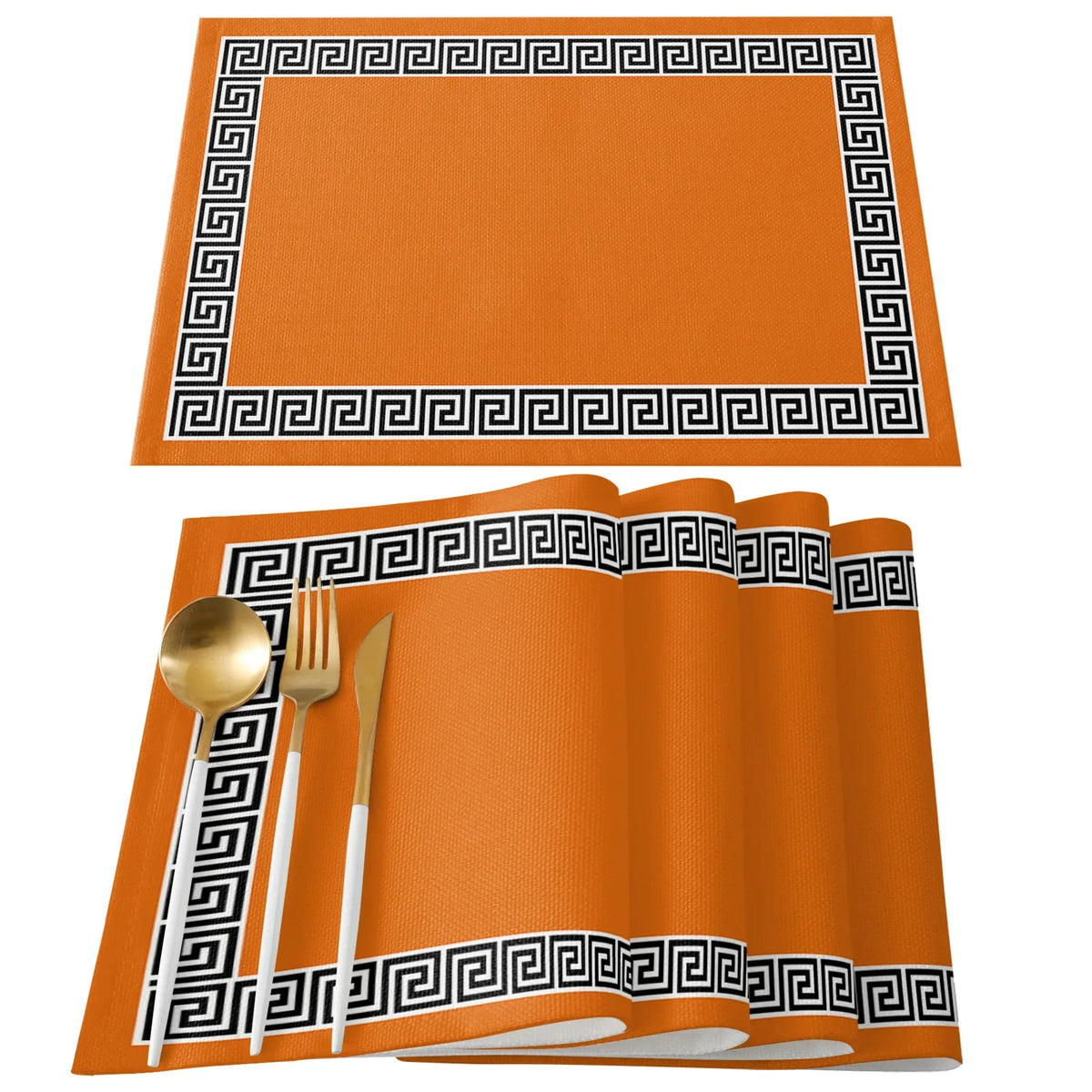 serviettes table classiques motif géométrique rouge gris bleu marine beige