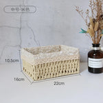 paniers rangement tissu dentelle beige rustique boho chic set trois tailles différentes