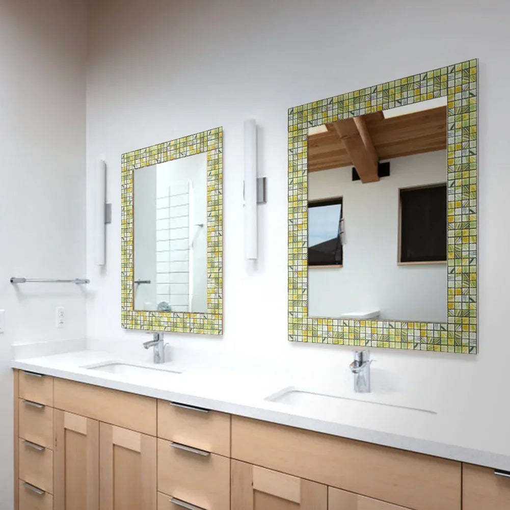 autocollants muraux modernes carreaux bleu blanc doré géométriques adhésifs salle bains cuisine déco