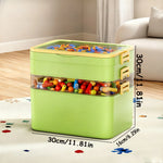 boîtes rangement transparentes empilables jouets colorés moderne poignées vert rose jaune