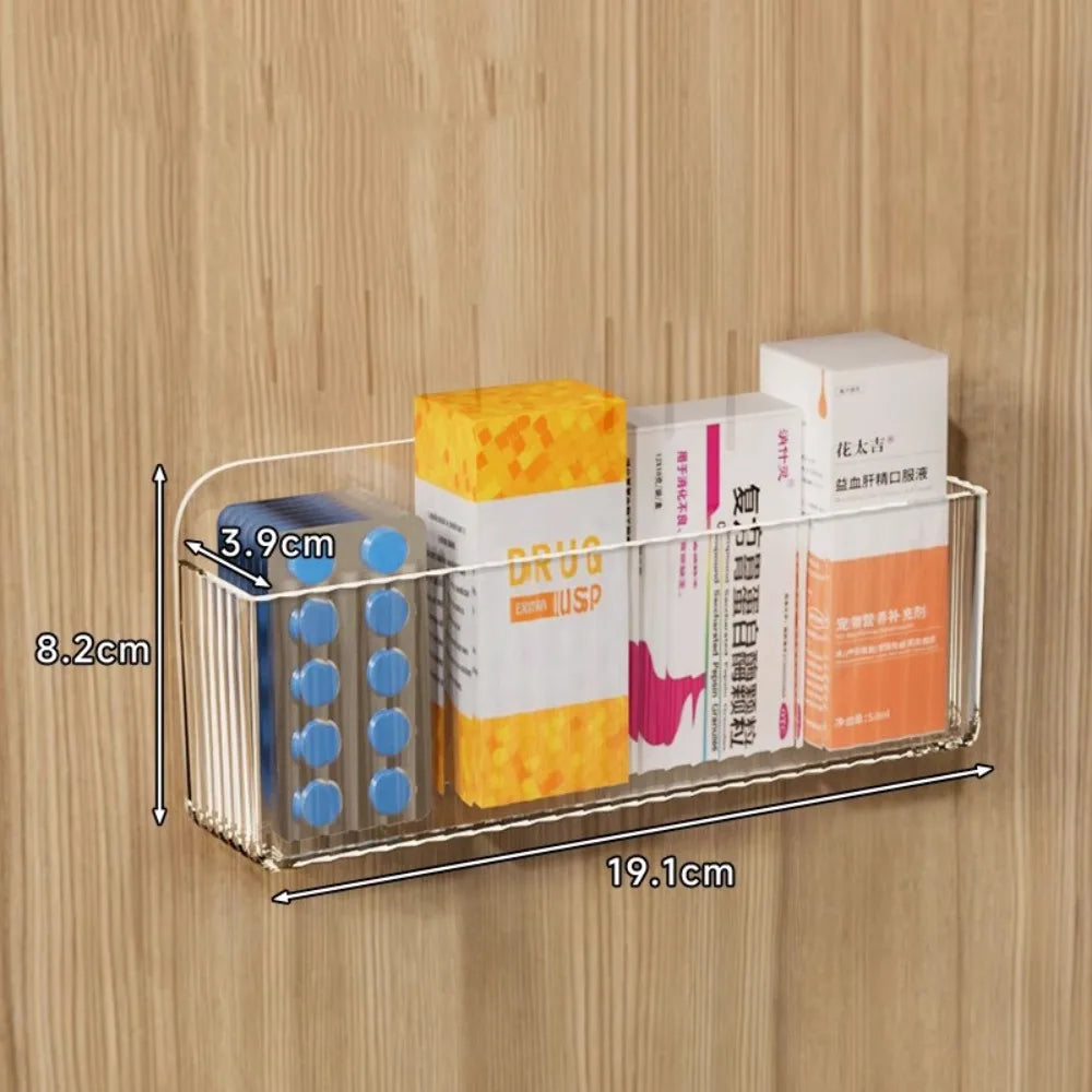 porte produits mural adhésif transparent moderne compartiments rangement efficace