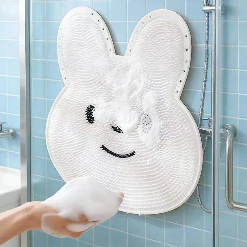 tapis bain antidérapant blanc rose ventouse exfoliation massage pieds mignon salle bain sécurité
