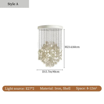 lustre suspension moderne coquille capiz blanc translucide salon salle manger cuisine