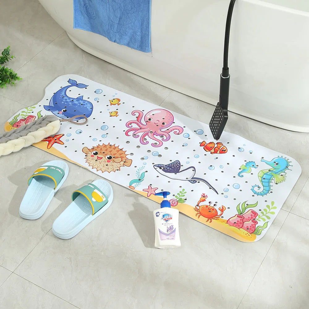 tapis bain anti dérapant thème marin poissons coraux dimensions 100cm 40cm moderne enfantin