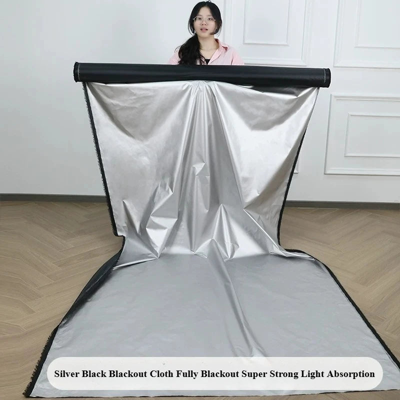 tissu occultant noir isolé revêtement argenté anti uv tissu acrylique opaque moderne 1m 150cm