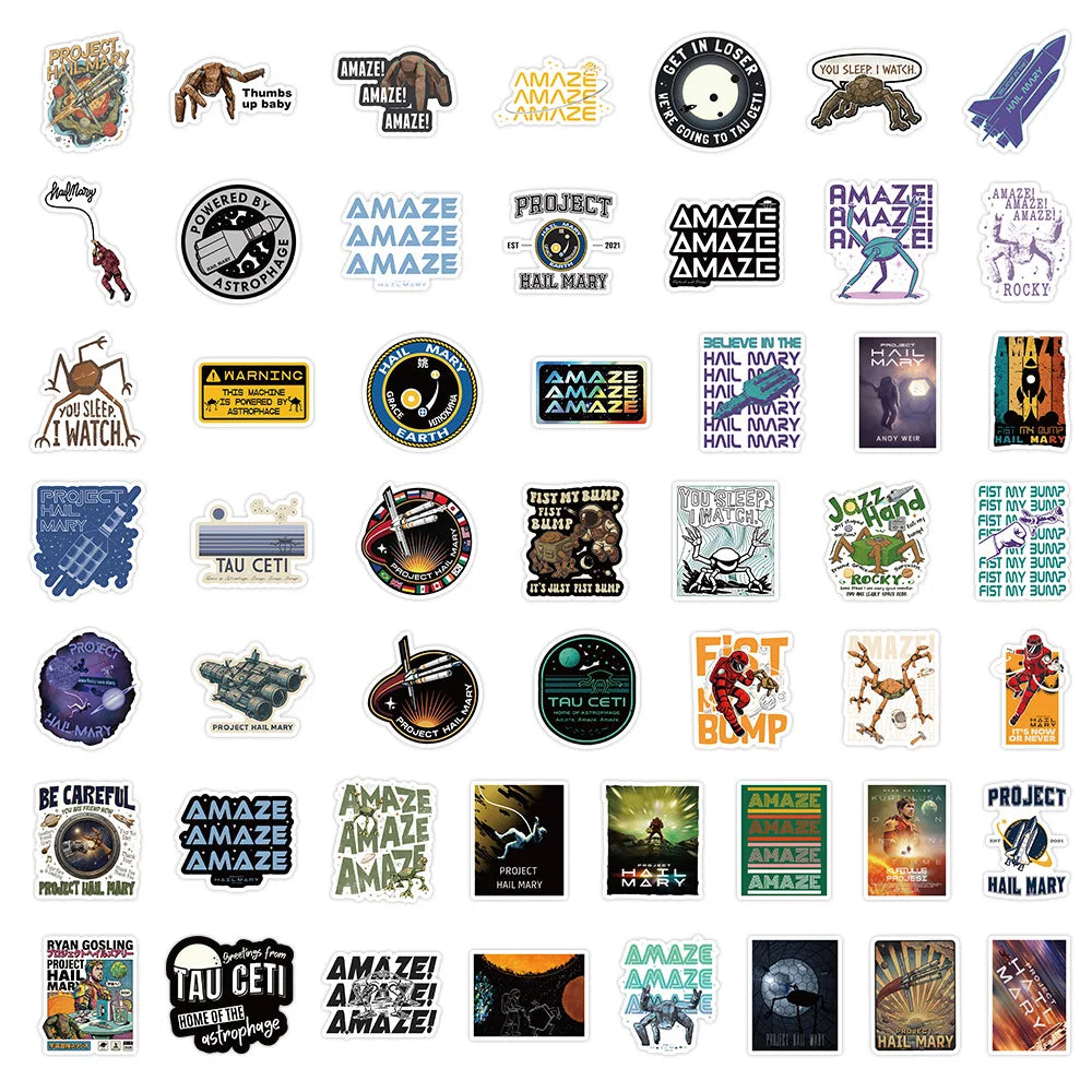 sticker project hail mary multicolore graphique adhésif moderne citation illustration espace cinema science fiction