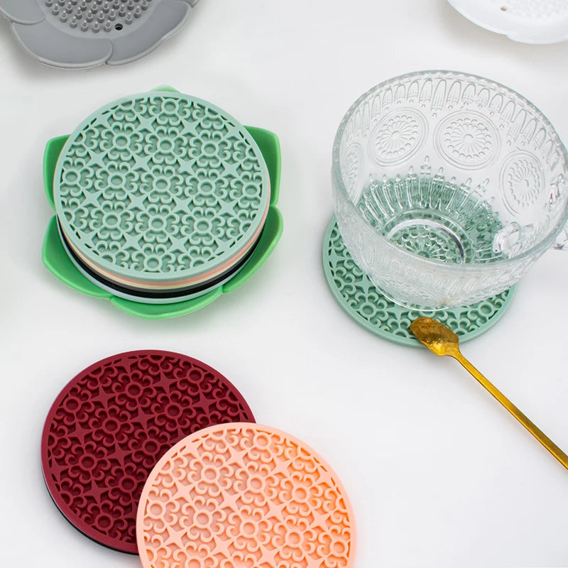 coasters perforés silicone moderne antidérapants diverses couleurs domestiques