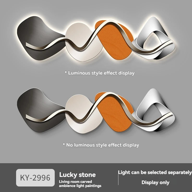 lampe murale moderne abstraite couleurs gris noir orange métallique effets lumineux chambre salon