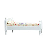lit miniature maison poupée marron blanc rouge motifs floraux linge lit tête lit décorative