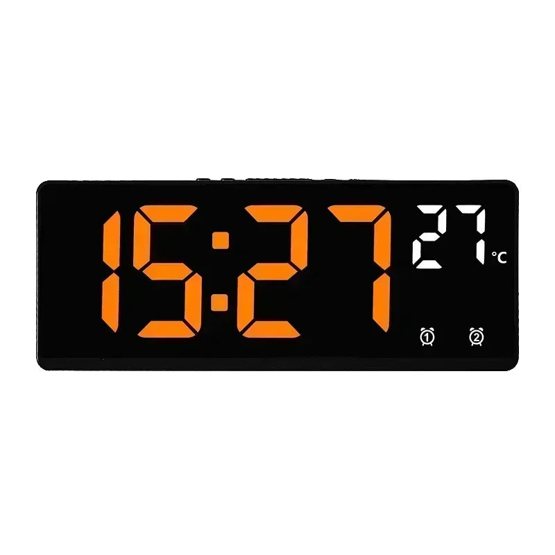 horloge numérique réveil alarme température moderne noire boutons réglage led