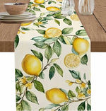 nappe lin jaune feuilles citrons aquarelle rustique champetre mediterraneen table