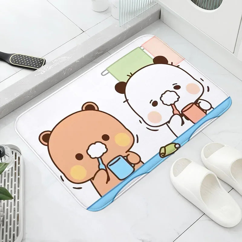 tapis bain dessin animé ours mignon moderne multicolore anti dérapant polyester