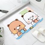 tapis bain dessin animé ours mignon moderne multicolore anti dérapant polyester