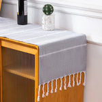 serviette table rayée moderne bleu clair vert rose gris jaune orange violet coton polyester