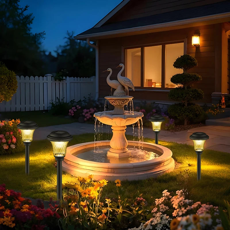 lampe solaire jardin led moderne noir jaune doré texture verre striée ip65 étanche flux
