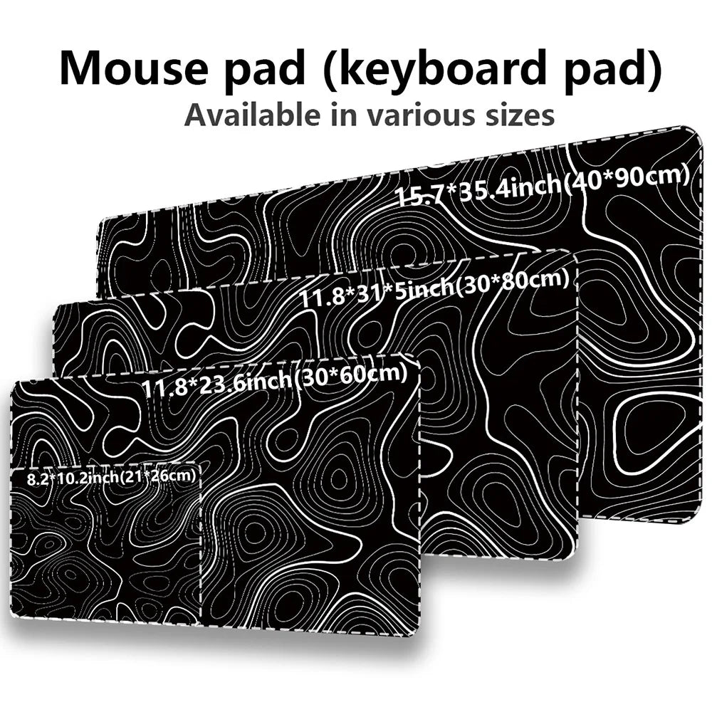tapis souris moderne noir motif géométrique adhésif antidérapant caoutchouc large gaming