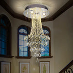 lustre moderne classique cristal chaînes métalliques transparent doréintérieur led lumières