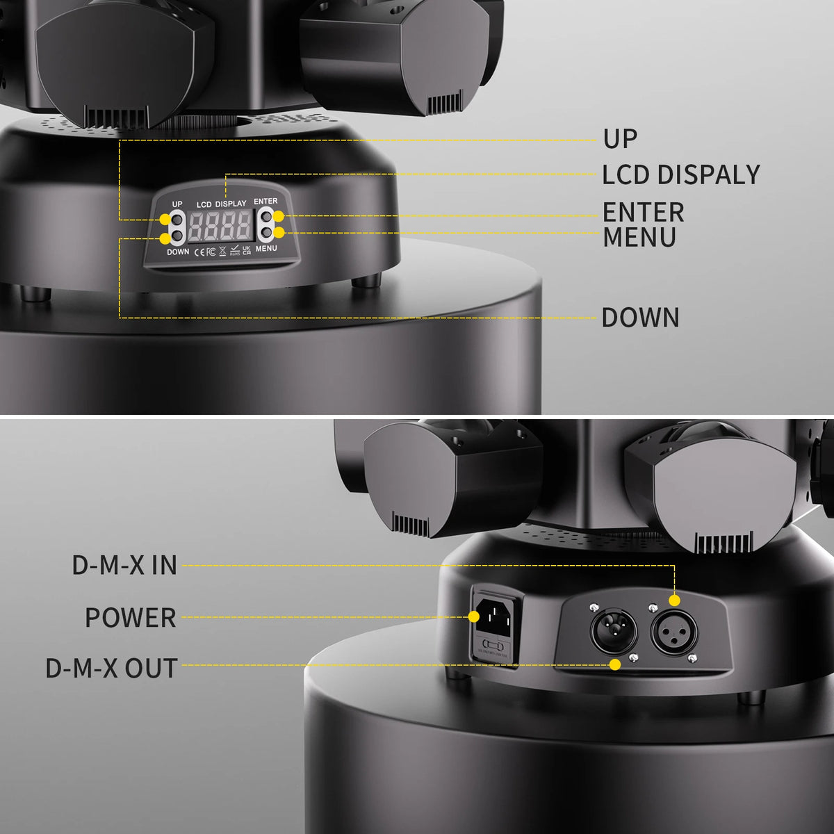 projecteur scène led noir moderne dmx affichage lcd up down