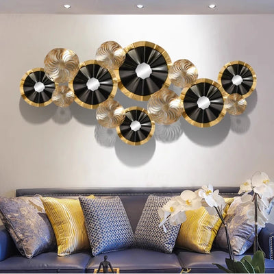 Grande décoration murale en métal gris clair motif fleur