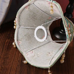 abat jour vintage shabby chic motif floral décoratives structure métallique vert beige rose doré