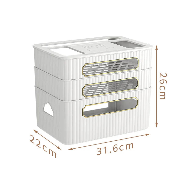 boîte rangement routeur décodeur tv gestion câbles organisateur moderne vert beige épuré