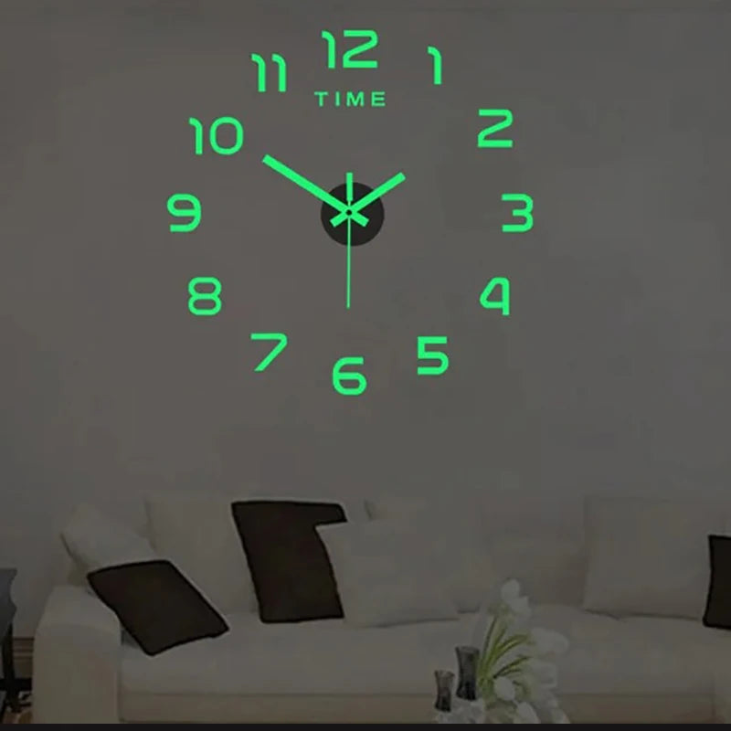 horloge murale moderne stickers numérotés 3d vert fluo noir doré minimaliste salon