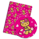 serviettes hello kitty motif coeurs ballons coton polyester résistant blanc rose vert jaune