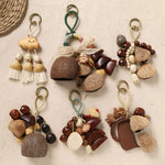 porte clés boho coquilles noix animal compagnie naturel bois marron clé