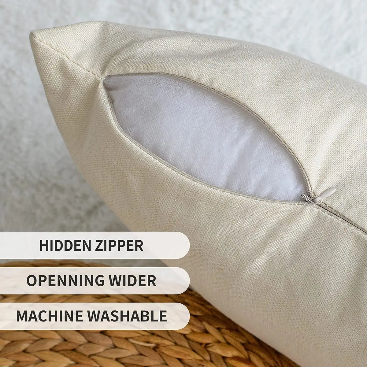 taies d'oreiller automnales motif feuilles pommes zipper beige vert clair respectueux environnement decoratif saisonnier