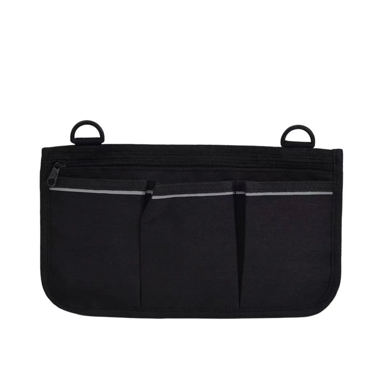 sac main noir quilted pratique clips trois poches zip réfléchissant