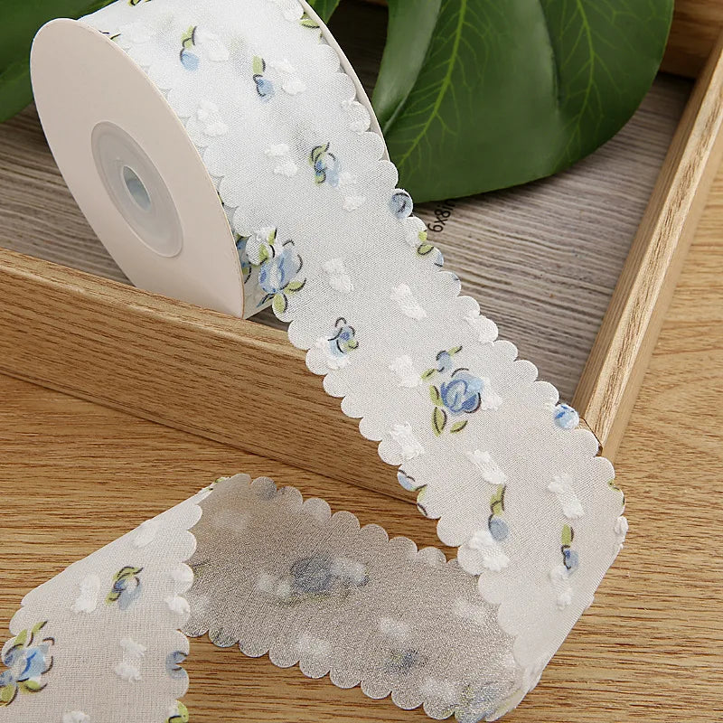 rubans adhésifs vintage fleurs feuilles blanc rose bleu vert opaques pré enroulés