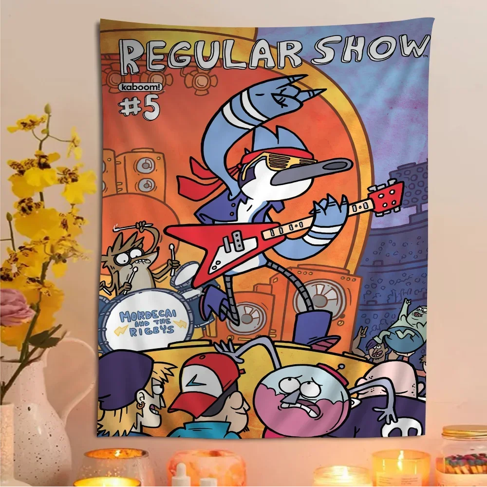 tapisserie murale dessin animé regular show décor salon maison poster pop art tissu décoratif