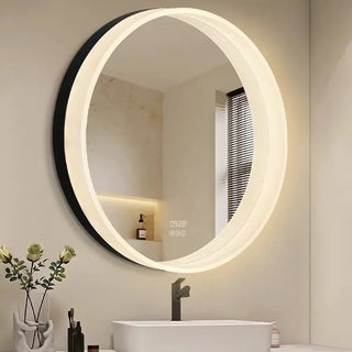 miroir rond moderne blanc minimaliste étagère digitale heures salon chambre