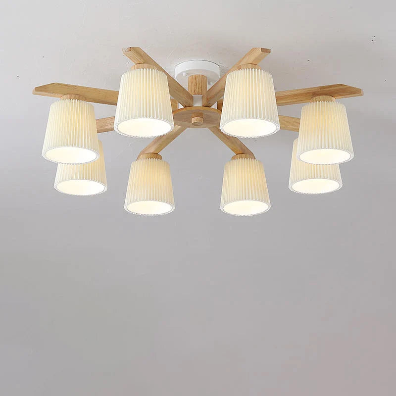 plafonnier led bois abat jour plissé moderne minimaliste chambre salon sourceMapping: