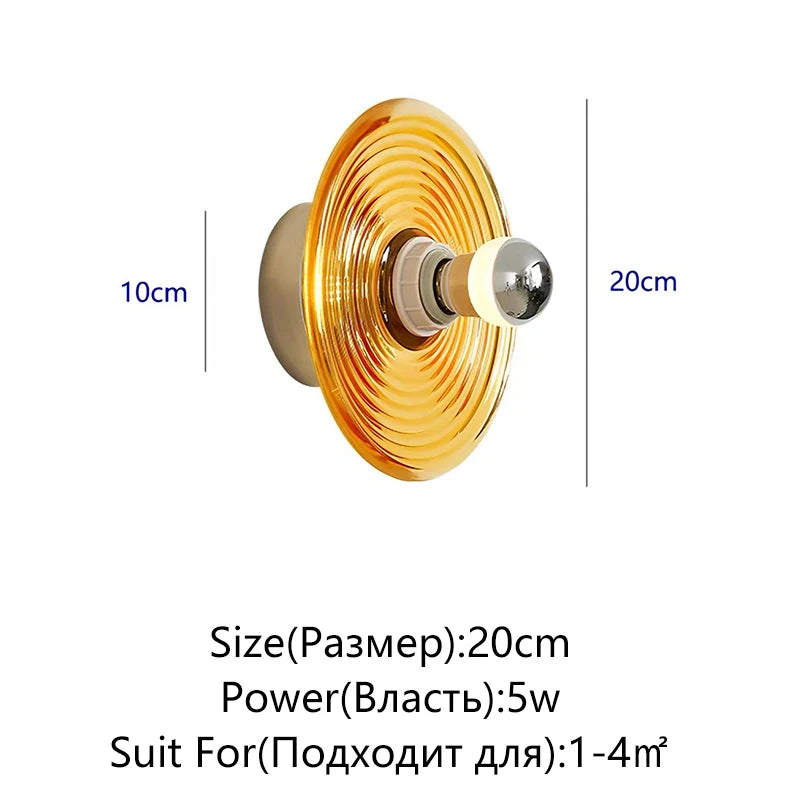 lampe murale verre coloré moderne éclairage bleu jaune transparent fixée chambre entrée étude