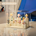 présentoir transparent modulaire solo salon respectueux environnement moderne cartoon figurines colorées hexagonal