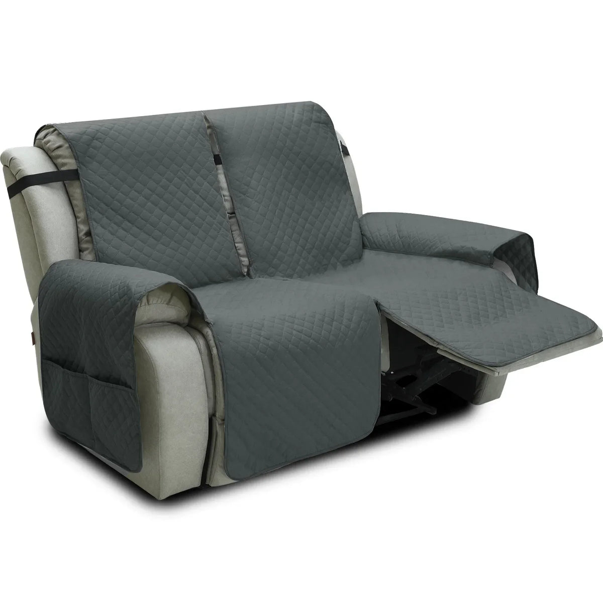 housses fauteuil inclinable gris quilté moderne élastique ajustable poche rangement lavage machine salon