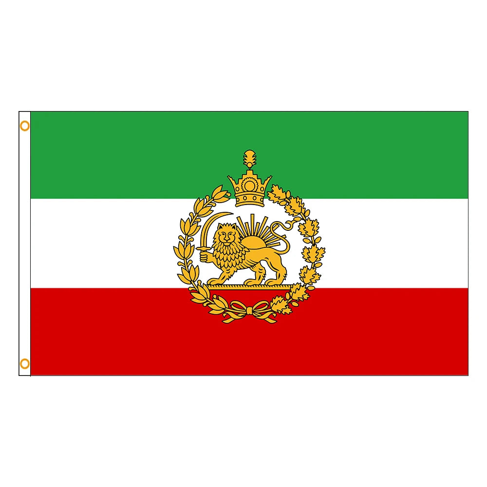 drapeau iran impérial historique décoration murale polyester couronne lion emblème ancien