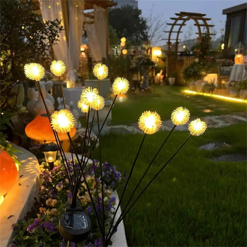 guirlande lumineuse solaire pissenlit blanc moderne extérieur ip65 inoxydable piquet jardin festive