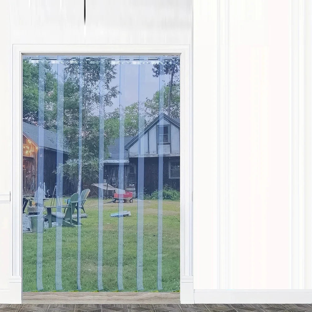 rideau porte transparent pvc anti poussière coupe vent commercial intérieur extérieur