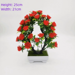 plantes artificielles bonsaï violet rose blanc jaune rouge pot carré mousse verte décoration intérieure