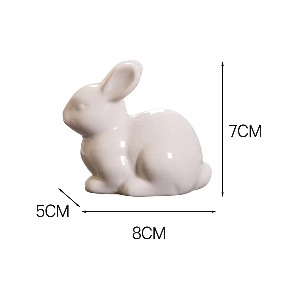 décoration intérieure statue lapin blanc céramique lisse brillante classique moderne petite taille