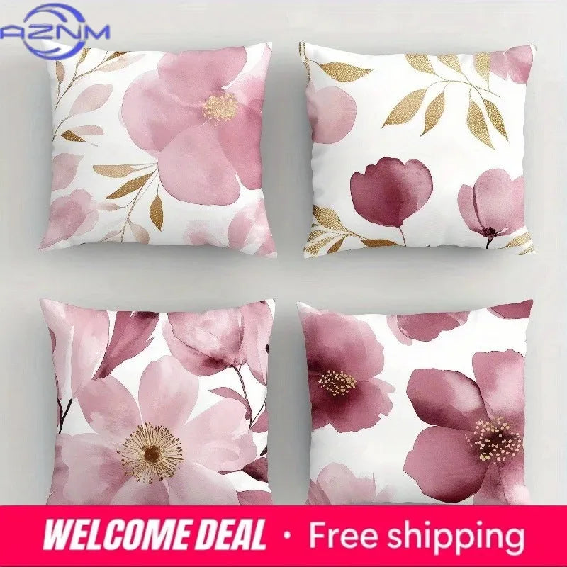 housse coussin fleurs roses moderne polyester respectueux environnement 40x40cm 60x60cm chambre salon