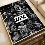 affiche ufc boxeurs moderne sportive noir blanc rouge jetro cadre bois chambre salonhôtel