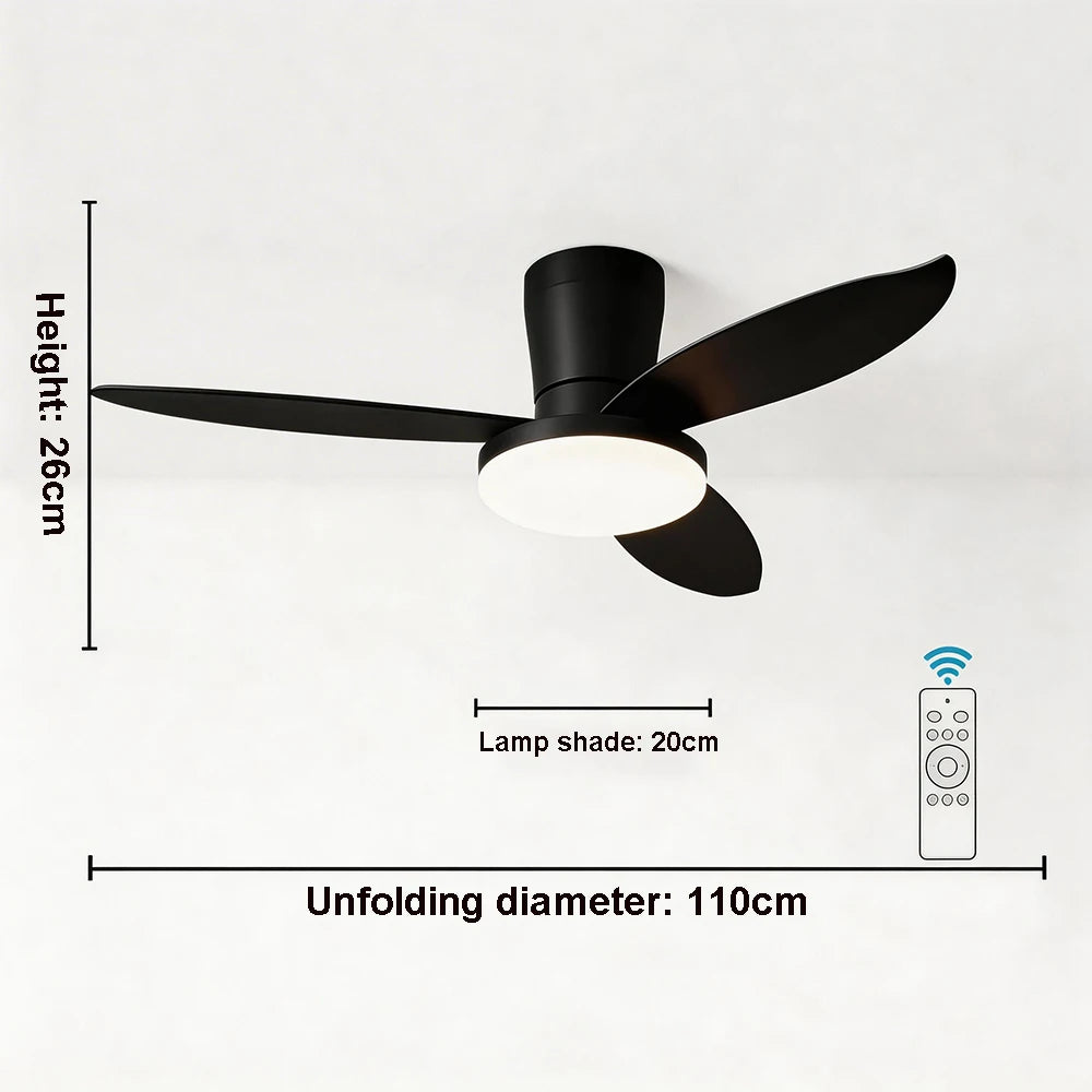 ventilateur moderne noir bois foncé simple silencieux led controle mural traditionnel garantie